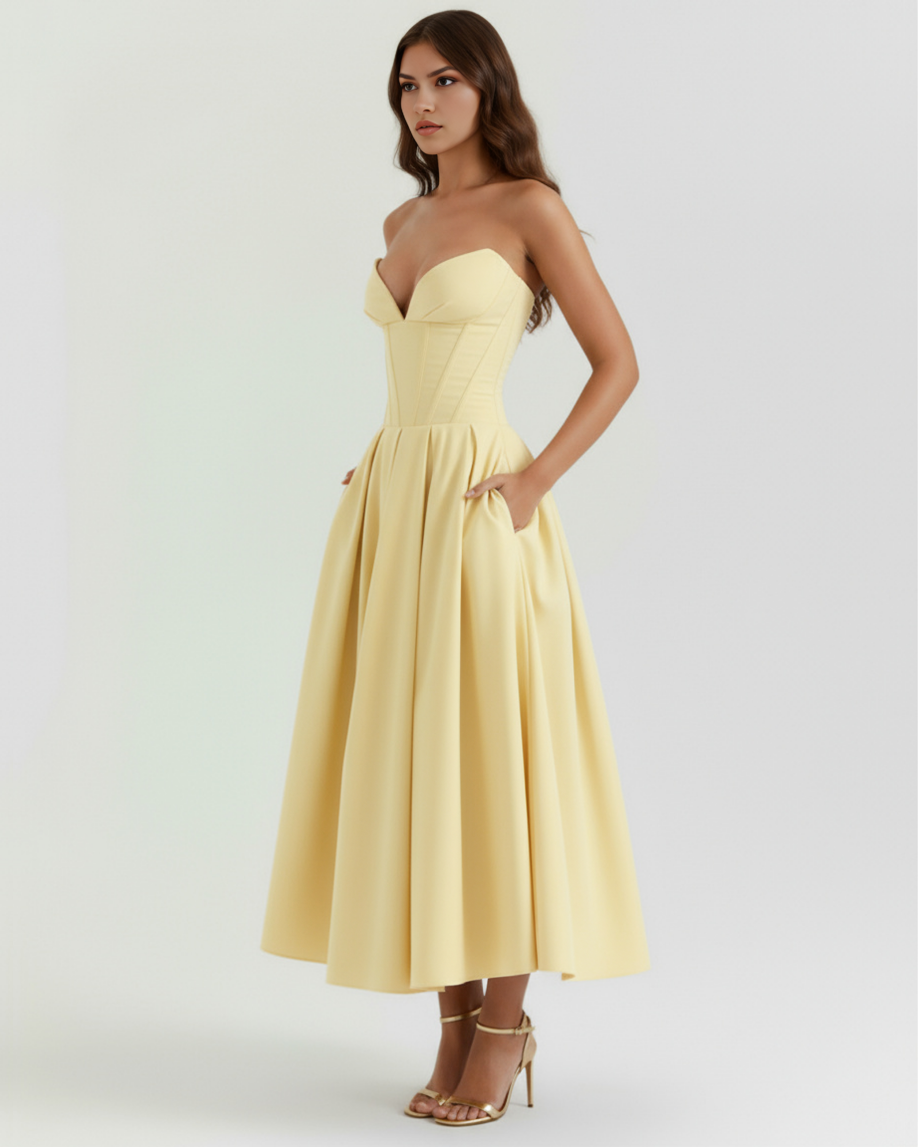 Amalfi Strapless Fitted Maxi Wedding Guest Dress - White