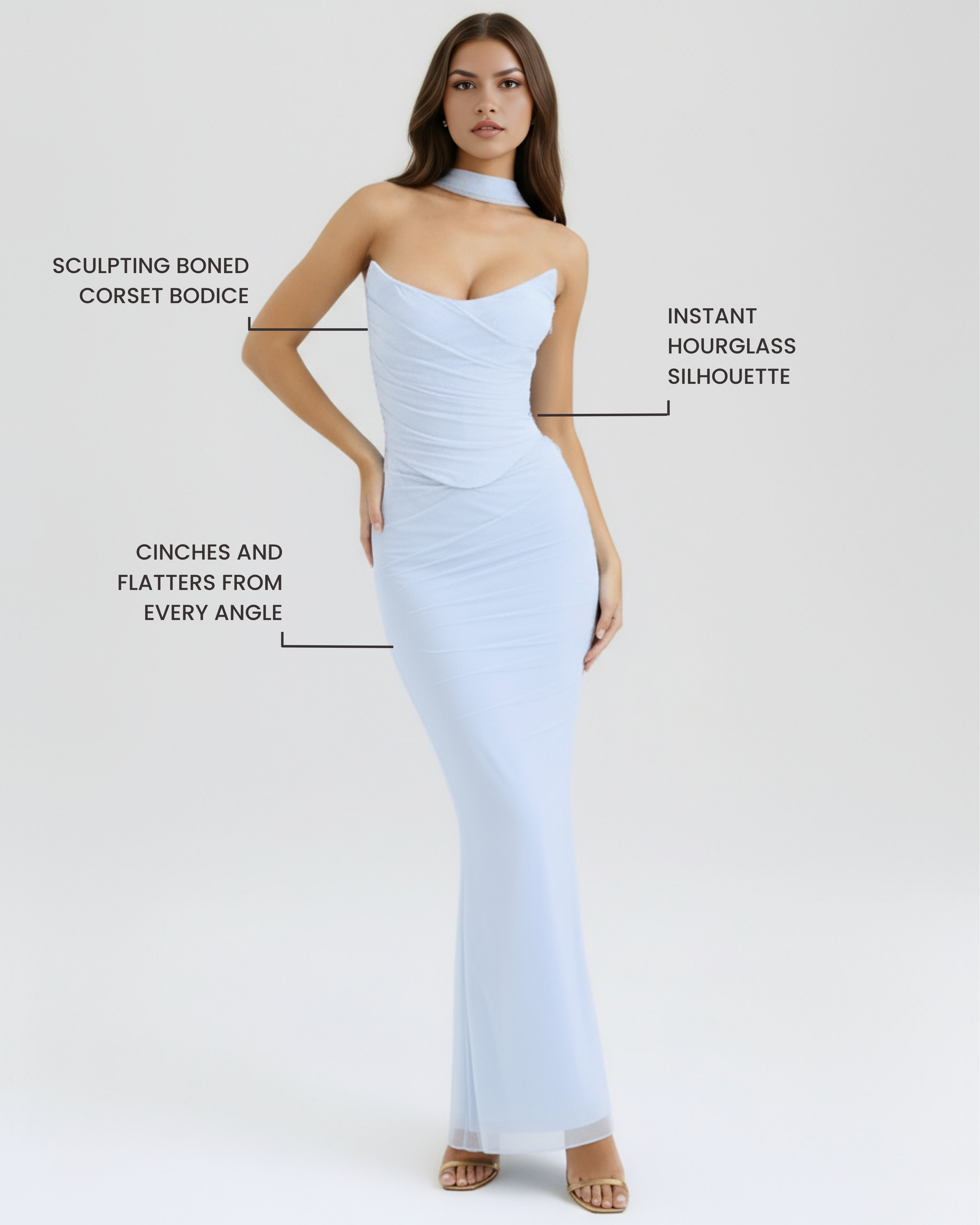 Malu Mesh Fitted Maxi Evening Dress - Black