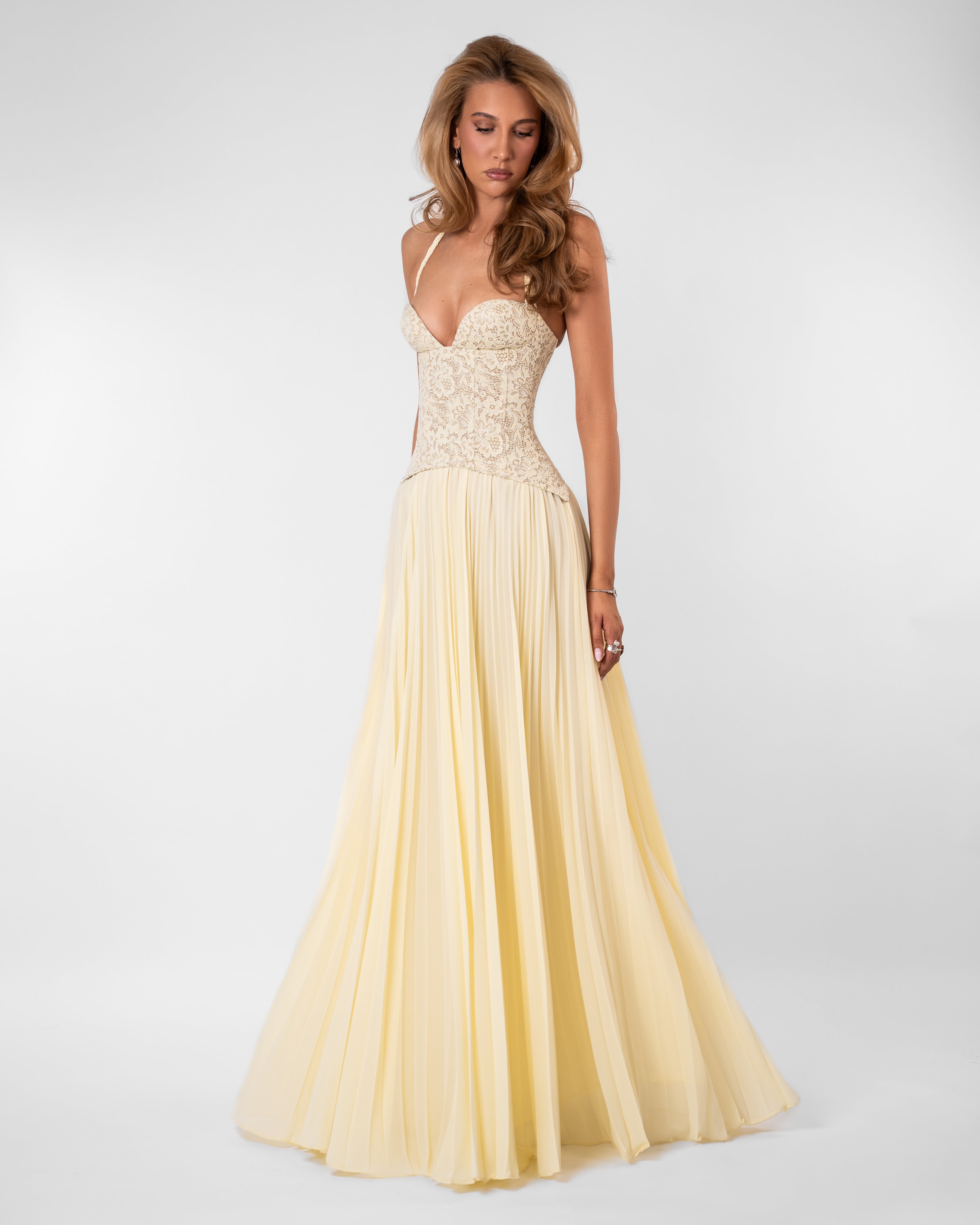 Gaia Strapless Midi Bridesmaid Dress - Butter Yellow