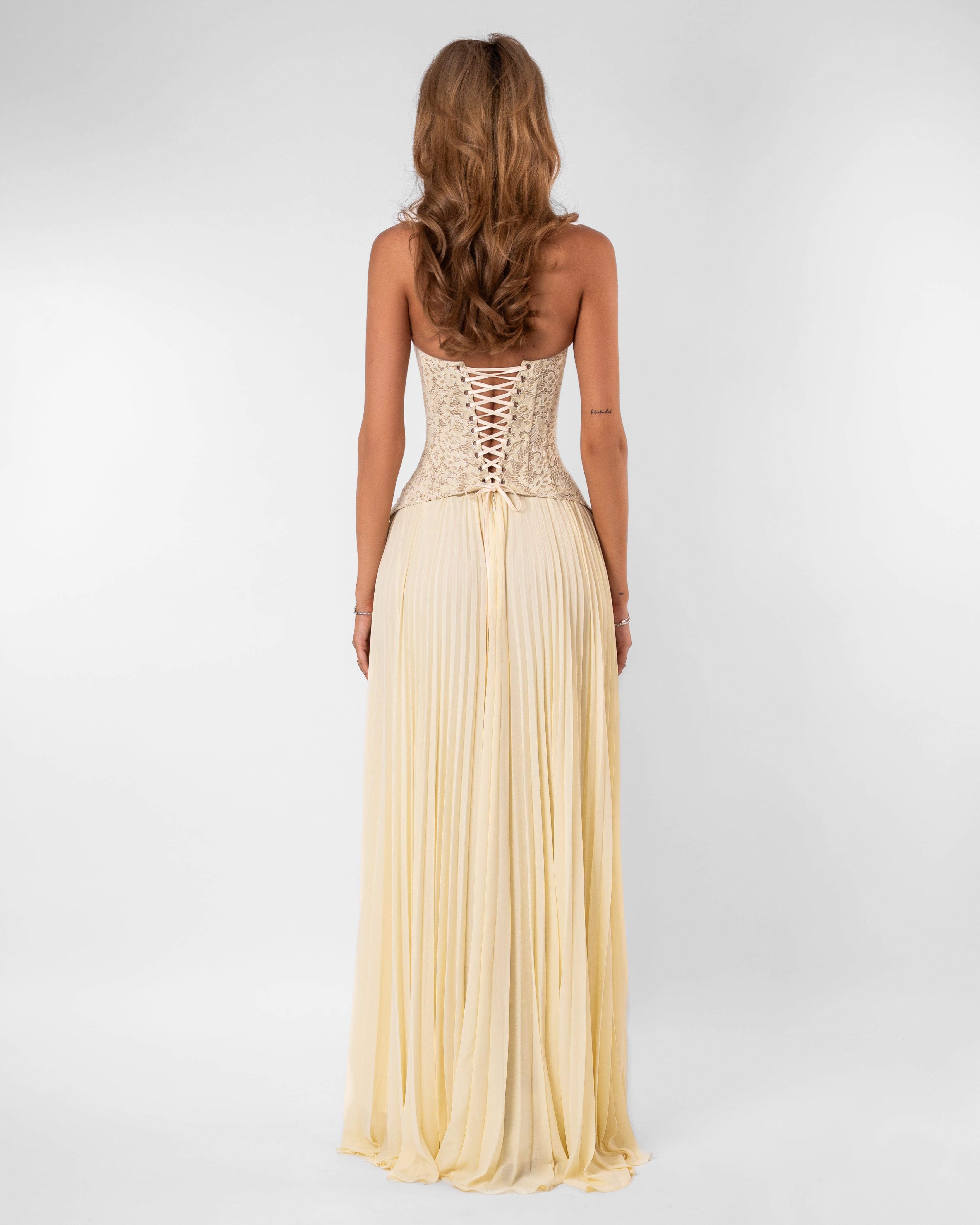 Gaia Strapless Midi Bridesmaid Dress - Butter Yellow