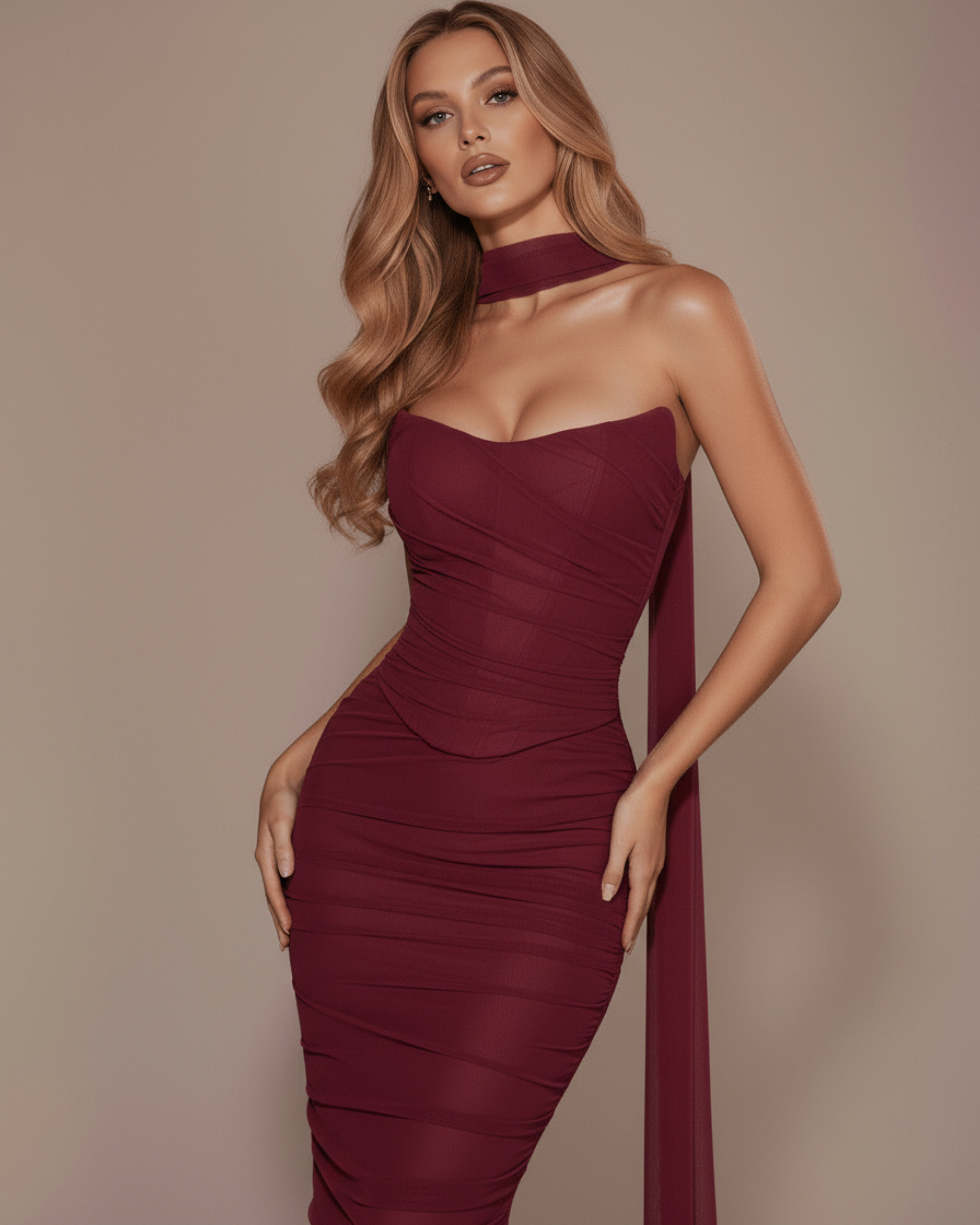 Malu Mesh Fitted Maxi Evening Dress - Black