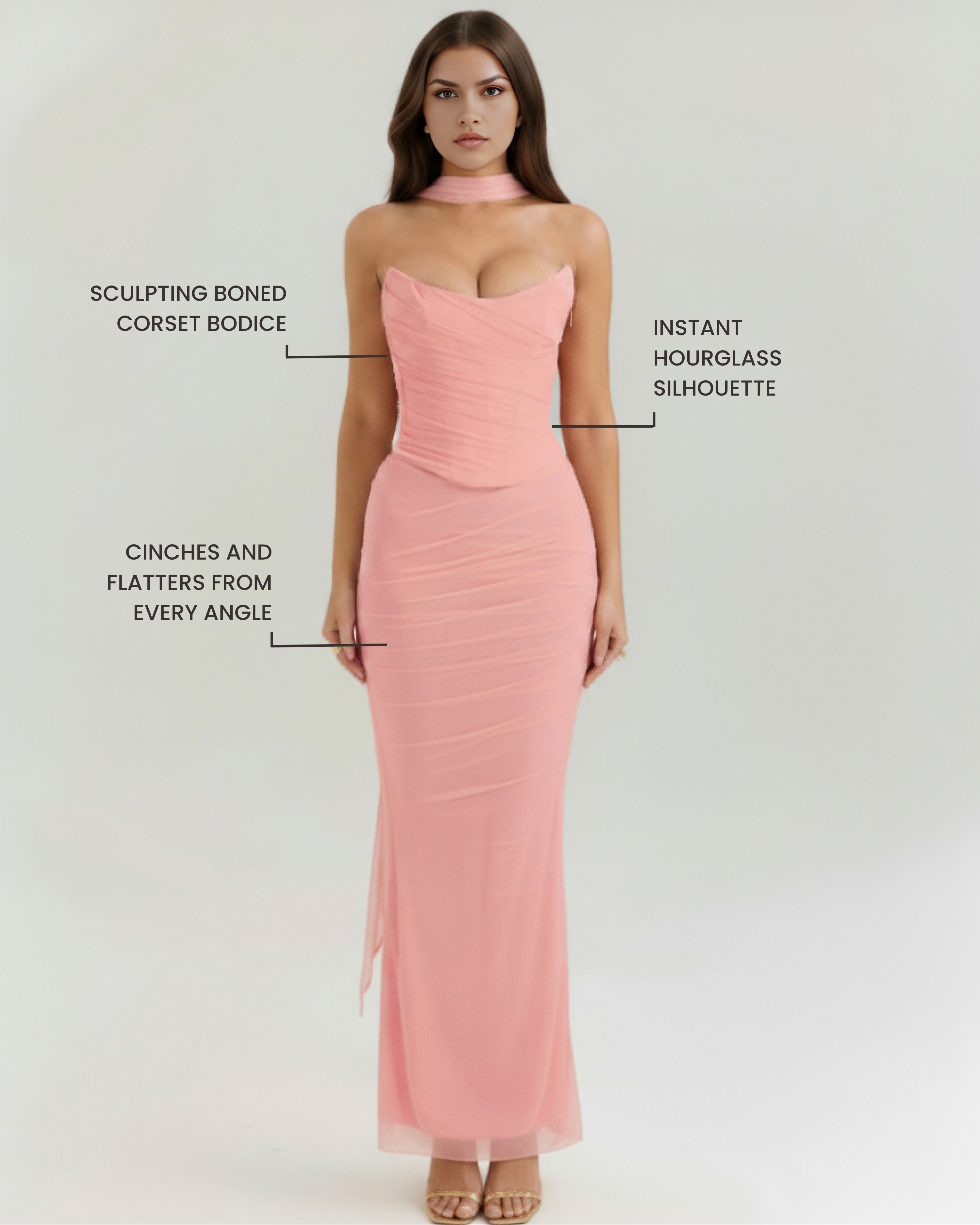 Malu Mesh Fitted Maxi Evening Dress - Black