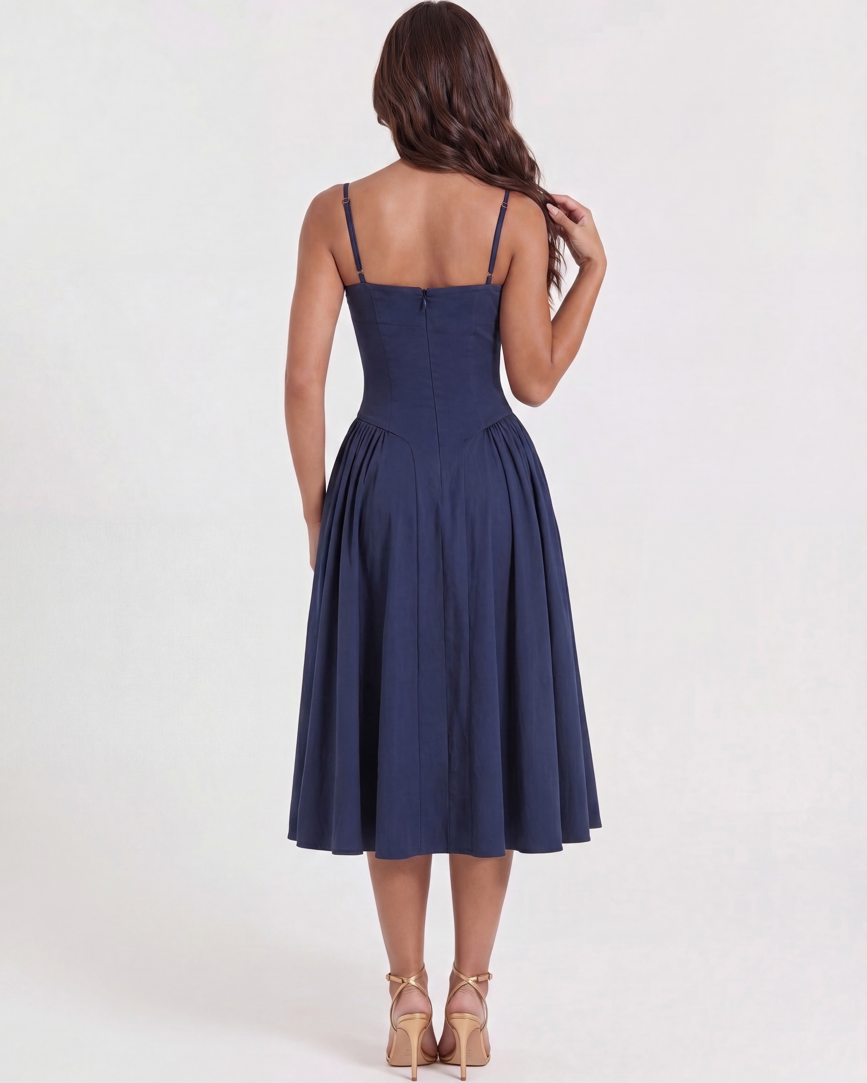 Francesca Fitted Sweetheart Maxi Summer Dress - Navy Blue