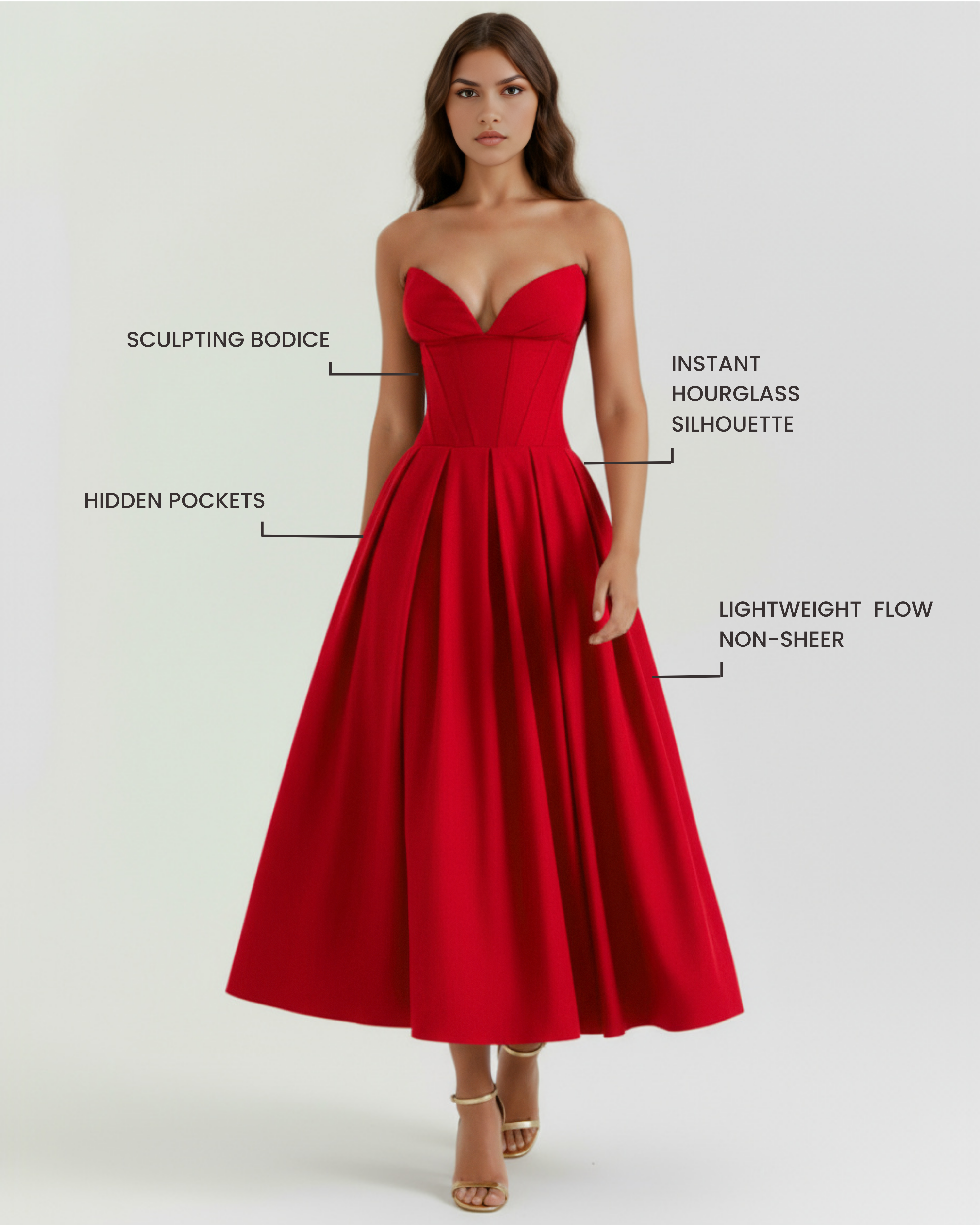 Amalfi Strapless Voluminous Maxi Wedding Guest Dress - Champagne