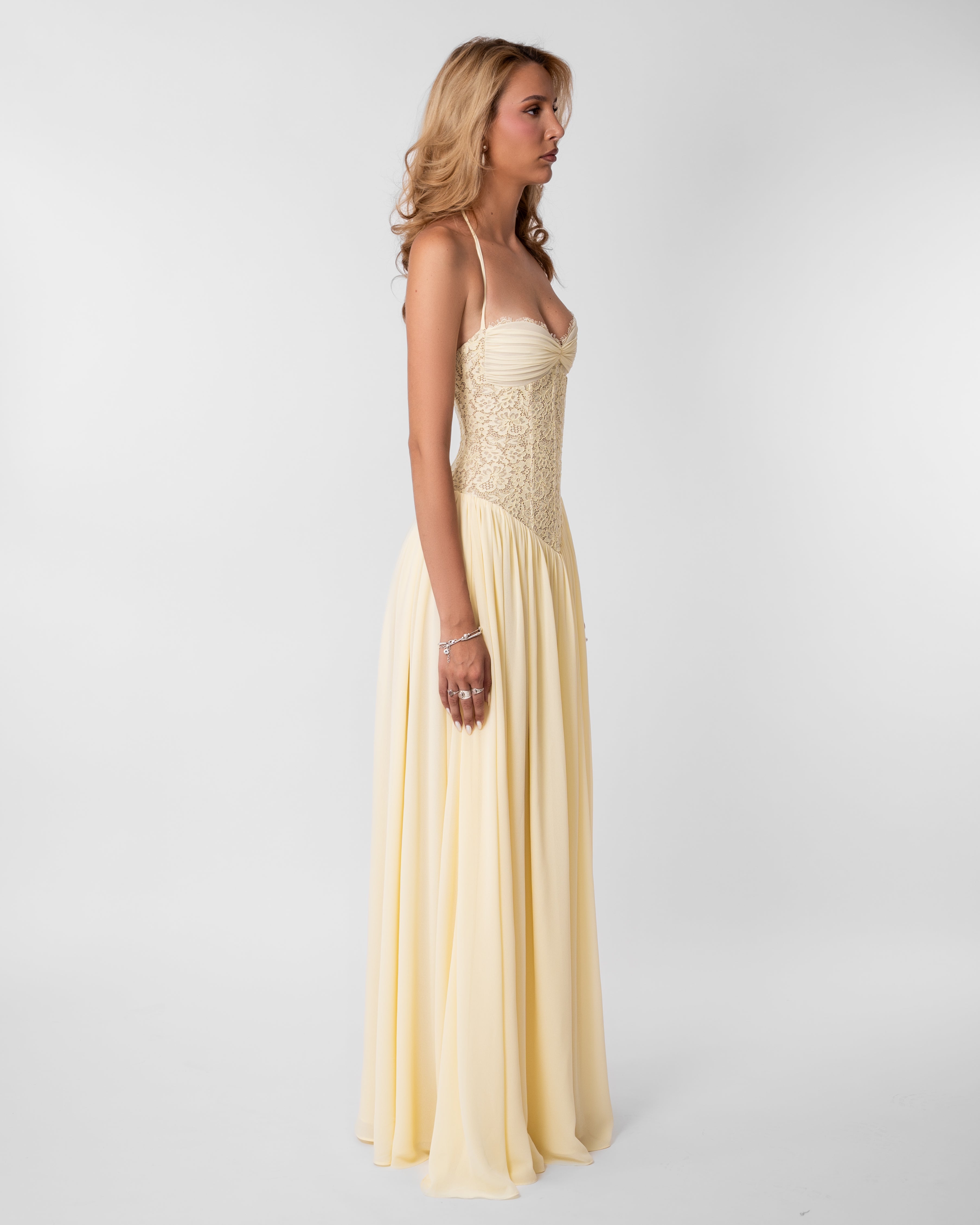 Faye Lace Corset Maxi Summer Dress - Butter Yellow