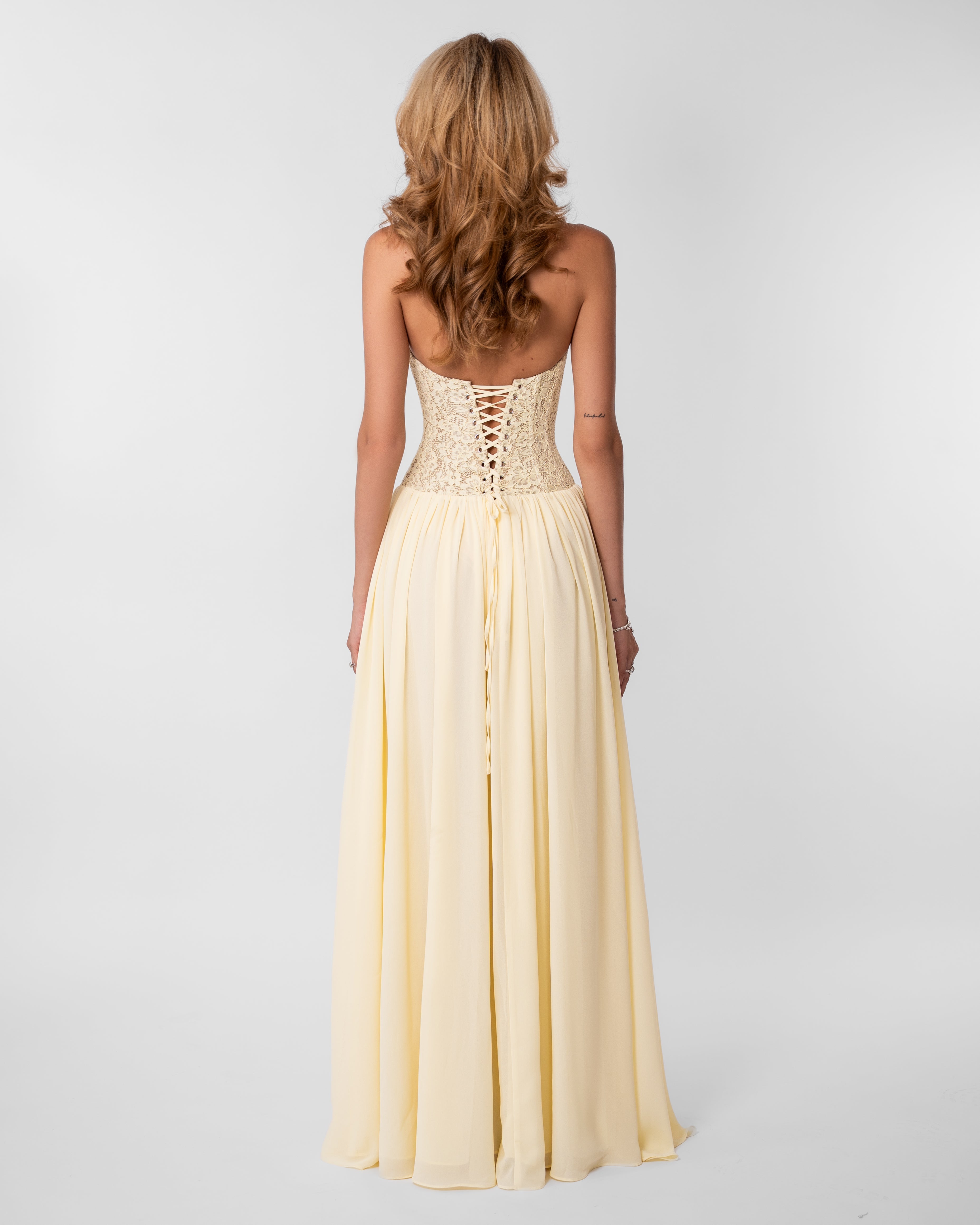 Faye Lace Corset Maxi Summer Dress - Butter Yellow