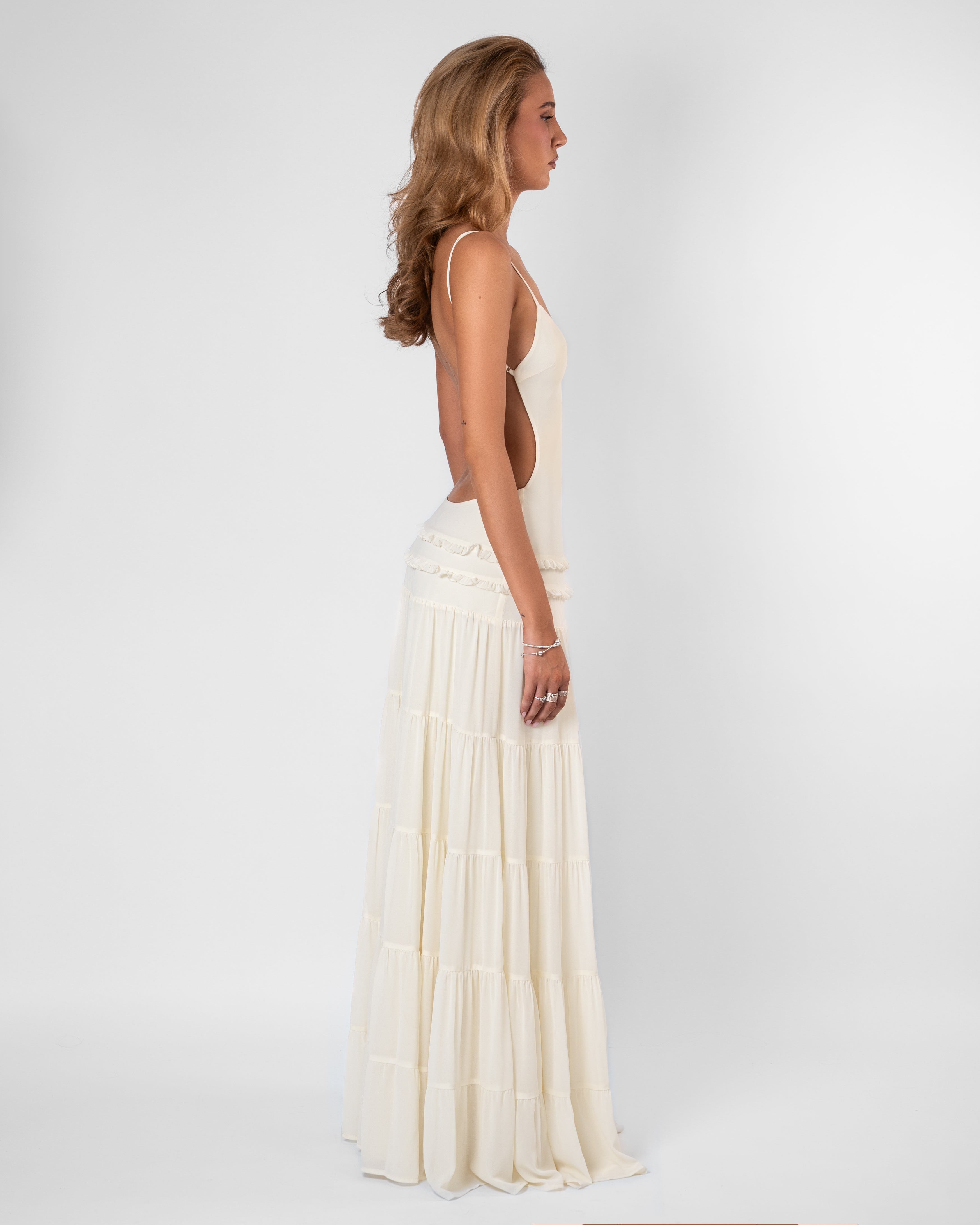 Grace Tiered Ruffle Midi Summer Dress - Light Blue