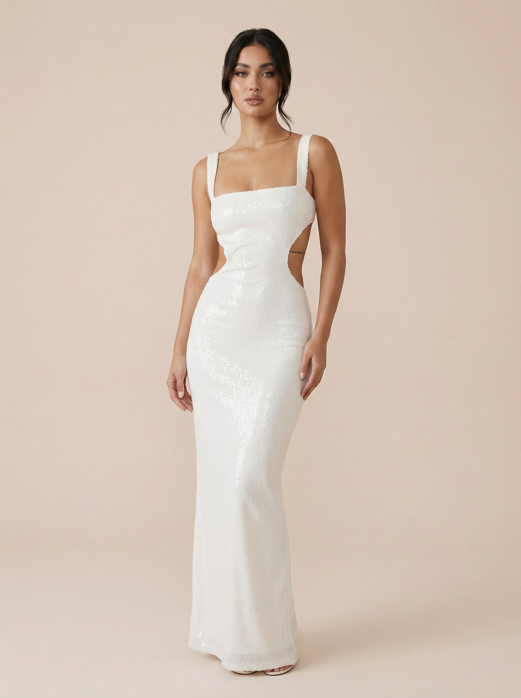 Carlie Sleeveless Backless Sequin Bodycon Maxi Dress - Nubae