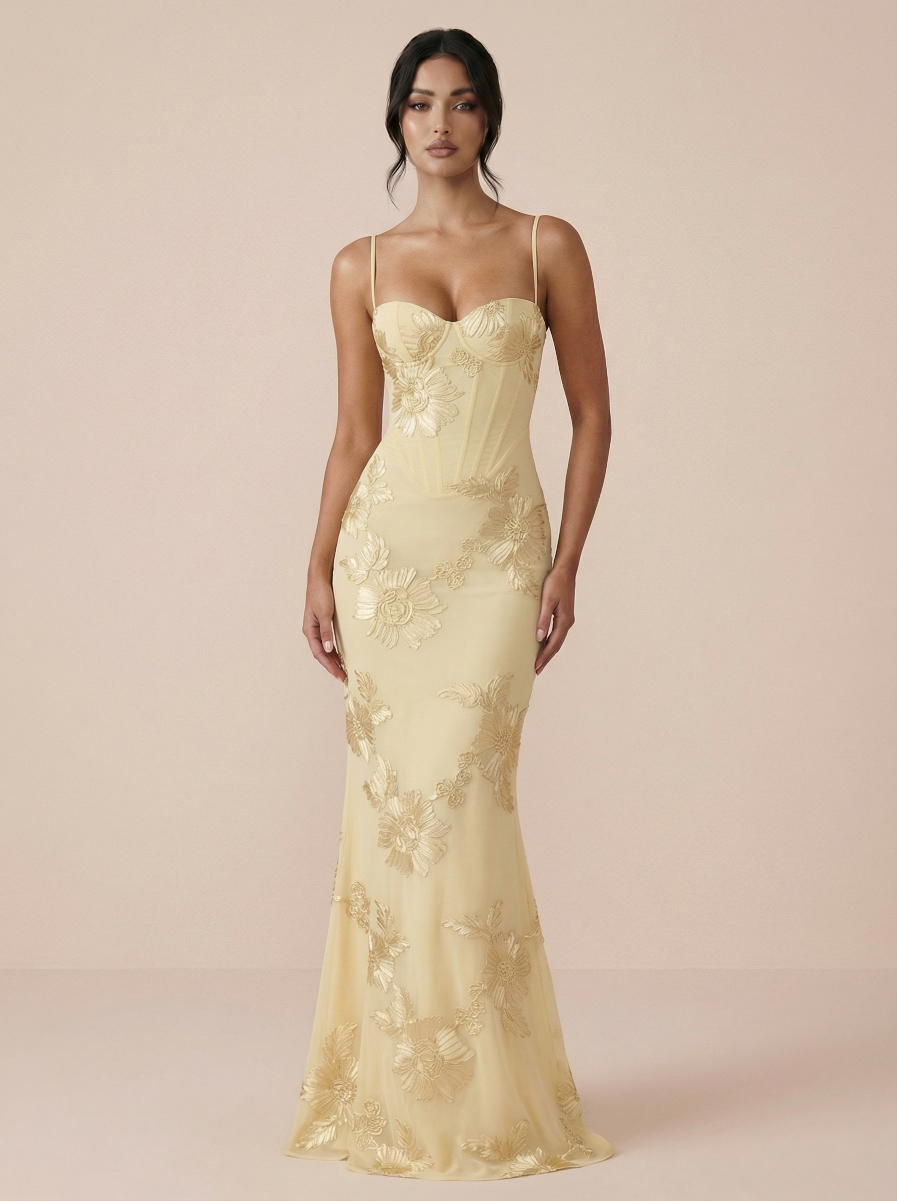 Renetta Floral Print Spaghetti Strap Backless Maxi Dress - Nubae