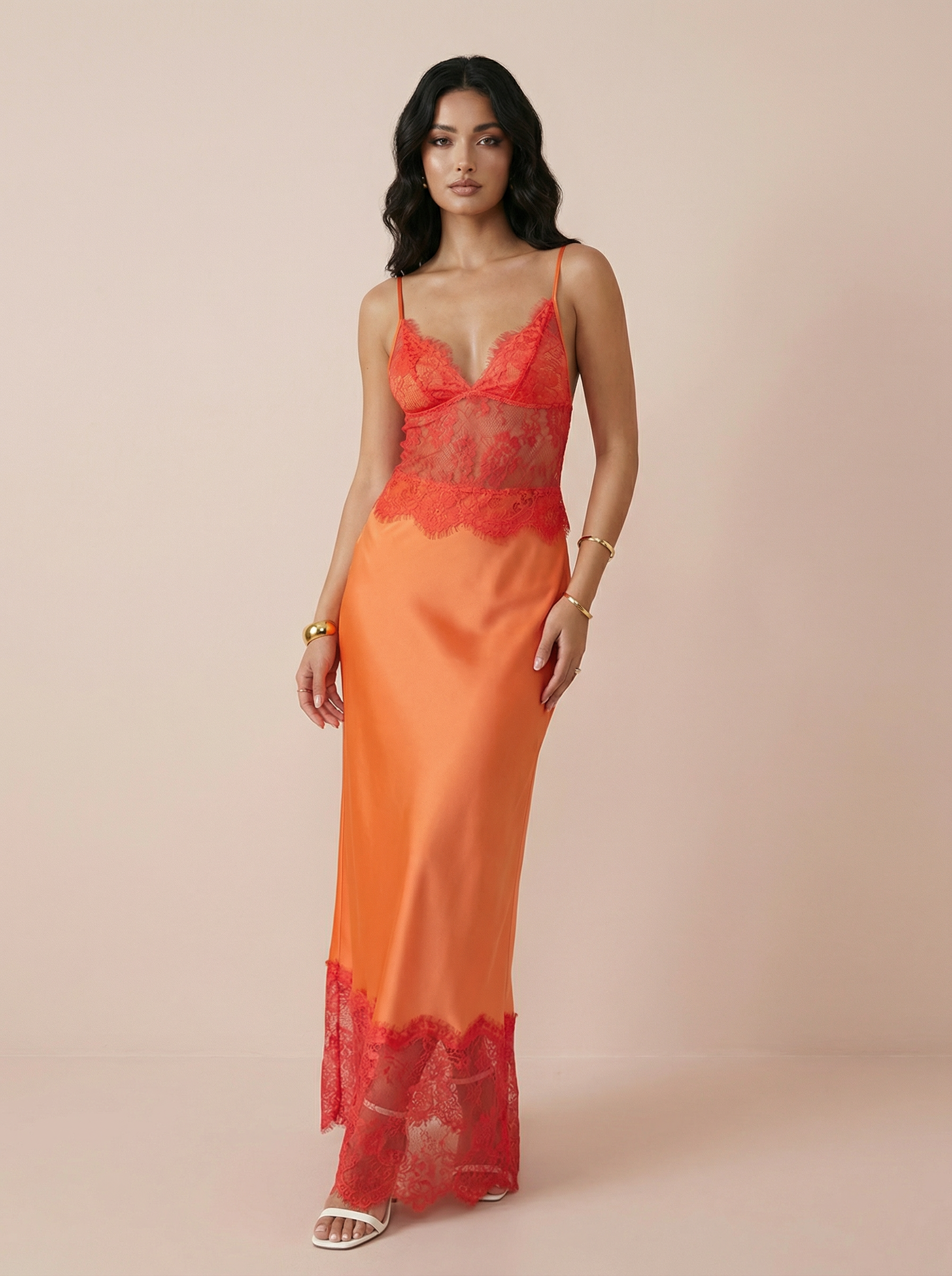 Keena Spaghetti Strap Lace Maxi Dress - Nubae