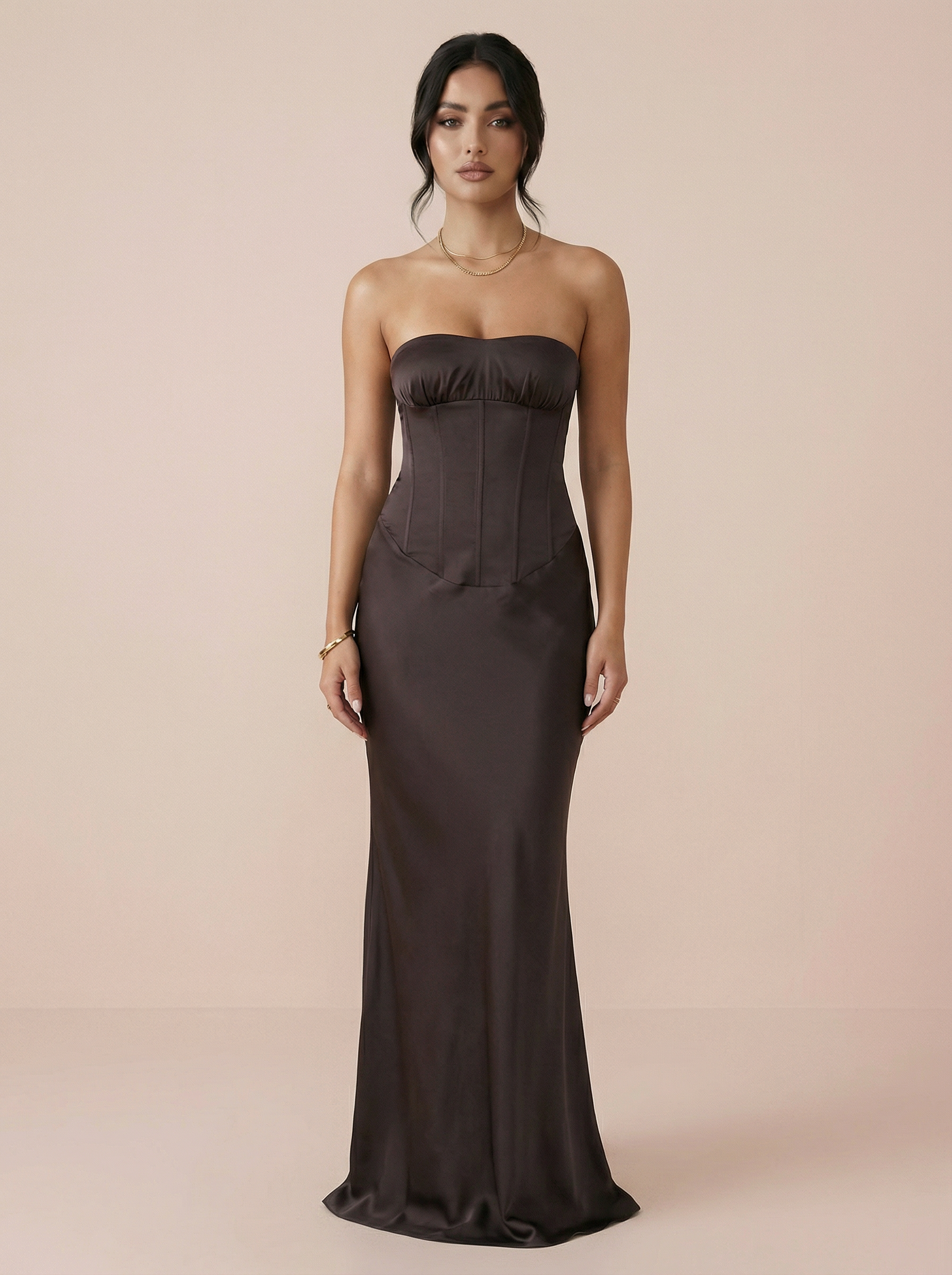 Zalia Off-shoulder Strapless Backess Maxi Dress - Nubae