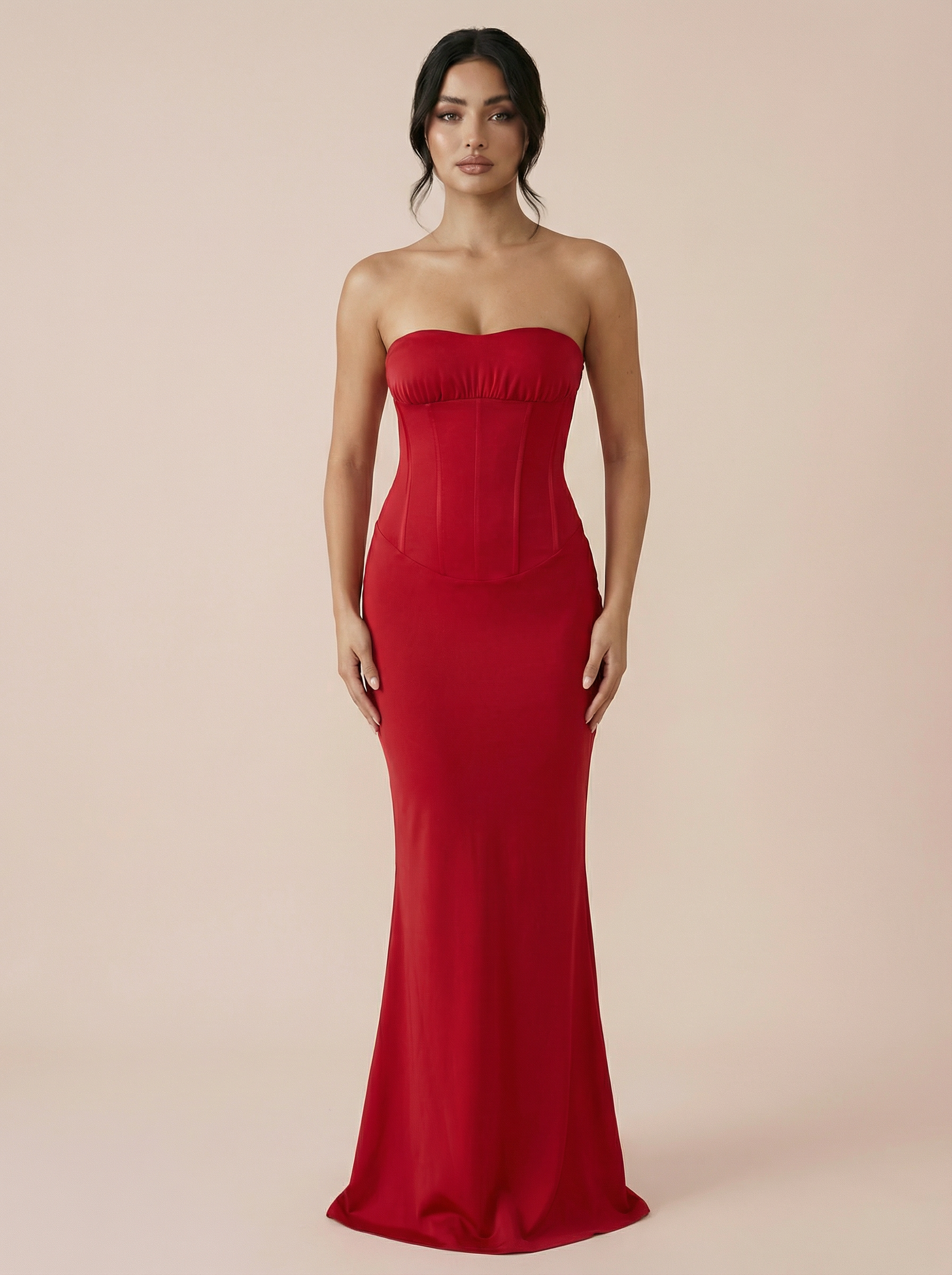 Zalia Off-shoulder Strapless Backess Maxi Dress - Nubae