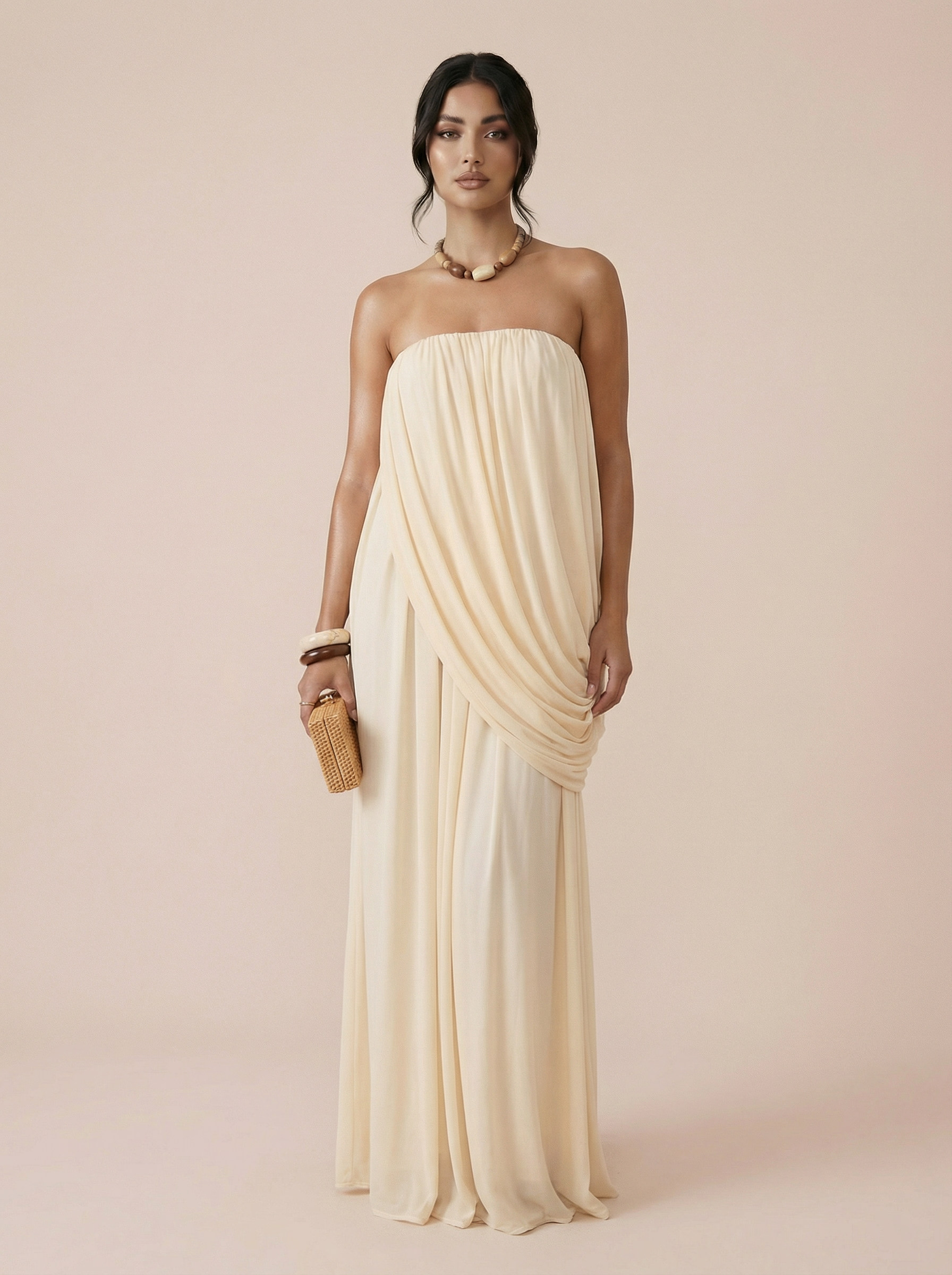 Juillete Strapless Pleated Maxi Summer Dress - Nubae
