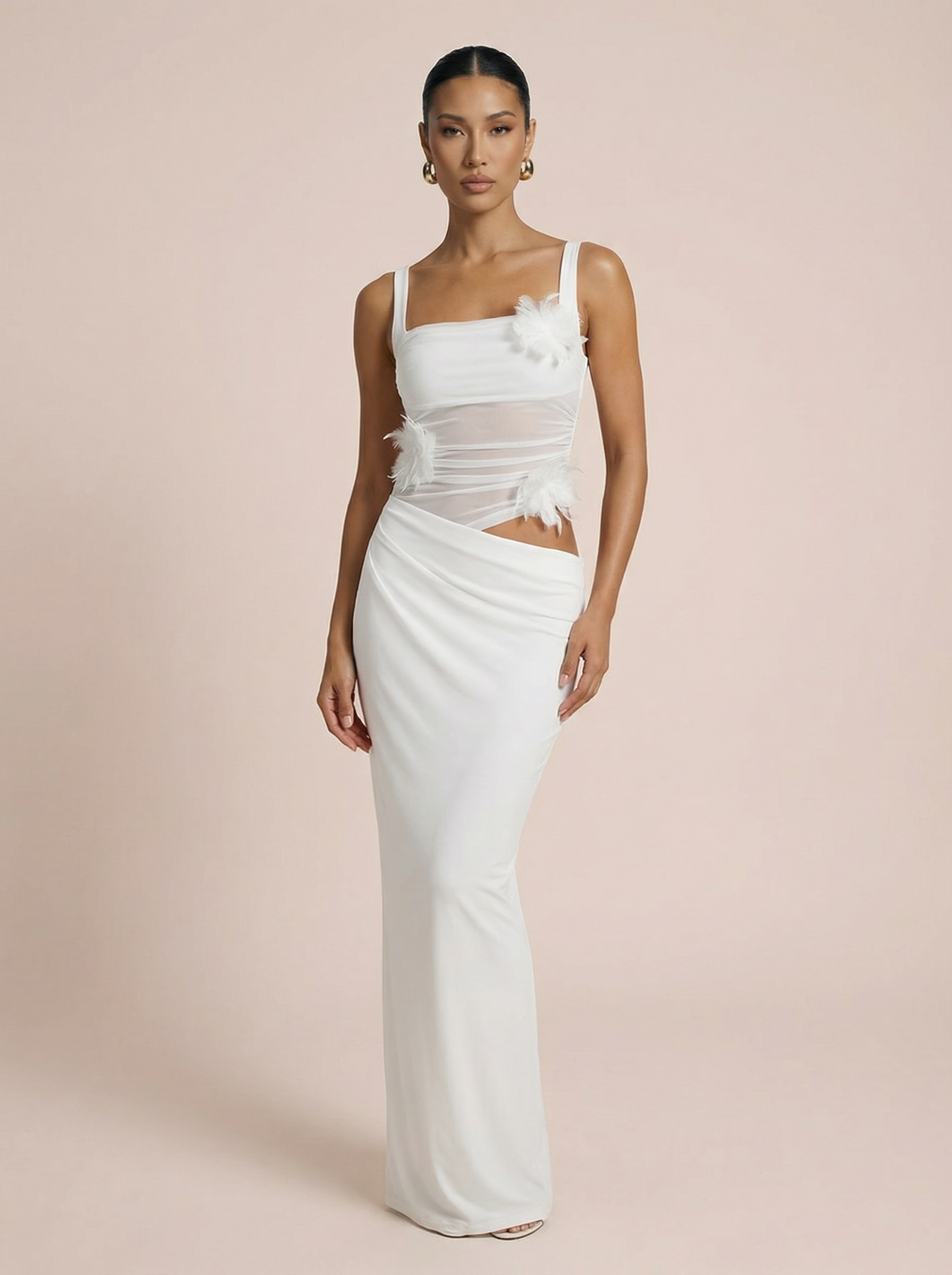 Noemi Flower Halter Maxi Dress - Nubae
