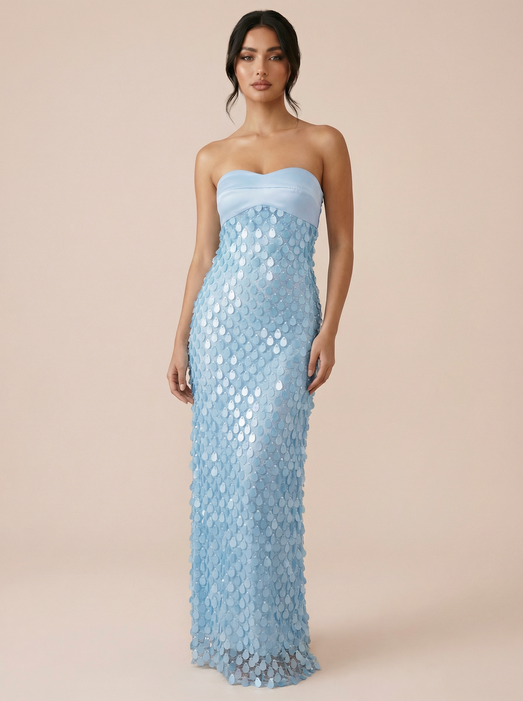 Guilinna Blue Mermaid Style Bodycon Maxi Dress - Nubae