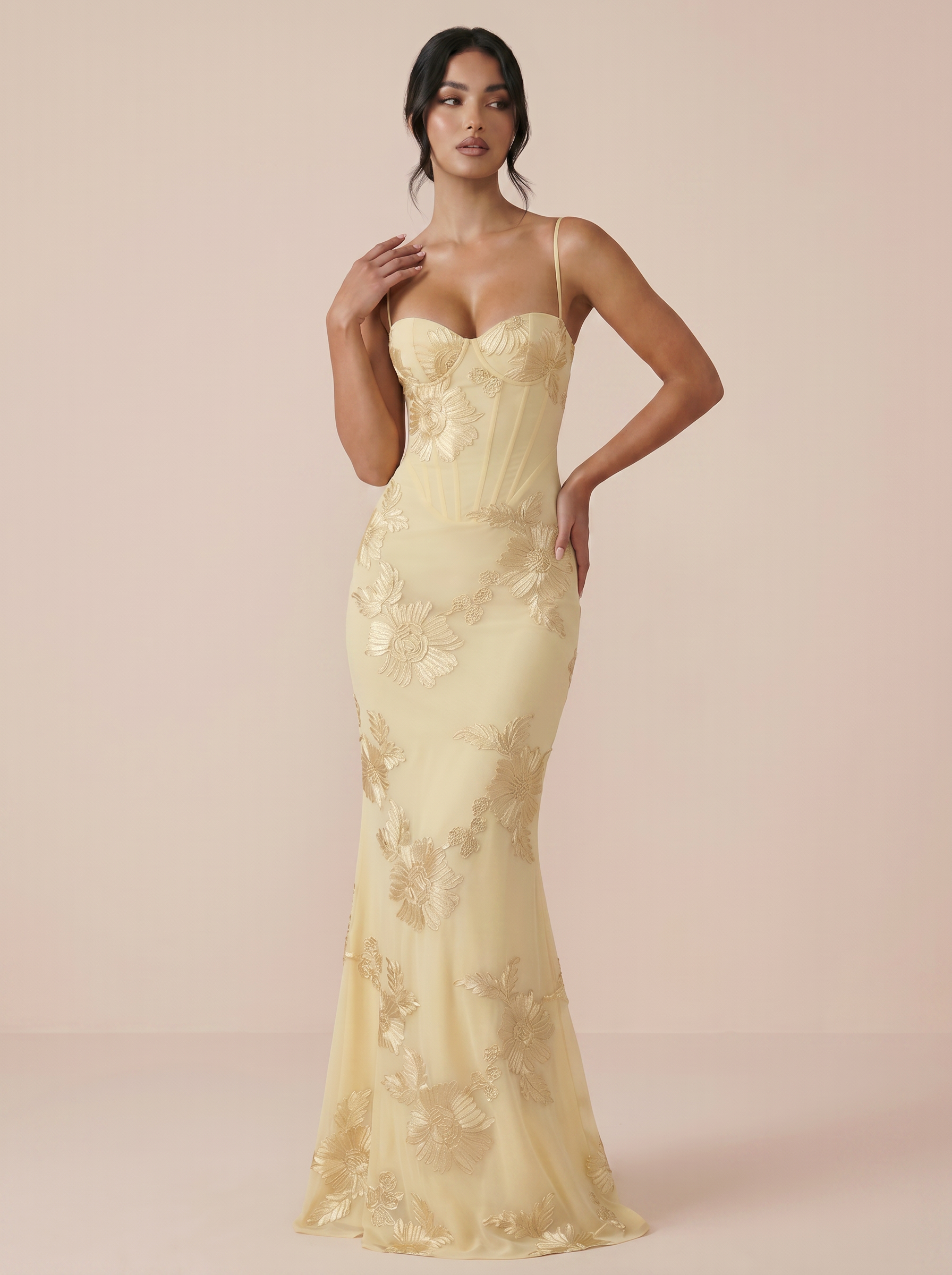 Renetta Floral Print Spaghetti Strap Backless Maxi Dress - Nubae