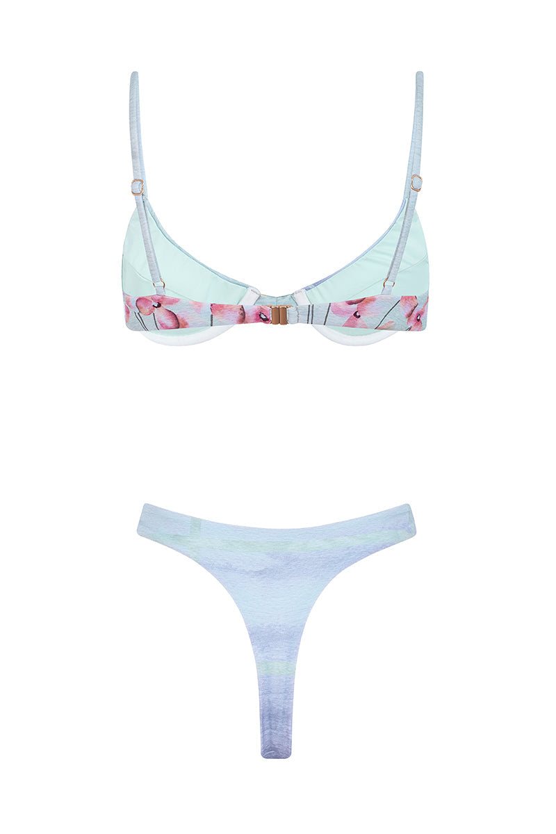 Rohmer Floral High-Leg Summer Bikini - Aqua Green - Celeste Ricci