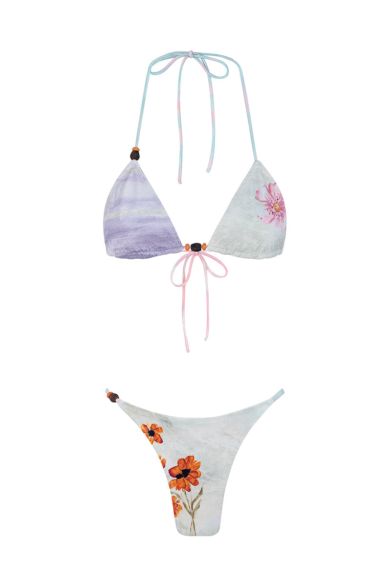 Margot Reversible Floral Gradient Mini Summer Bikini - Pink/Aqua - Celeste Ricci
