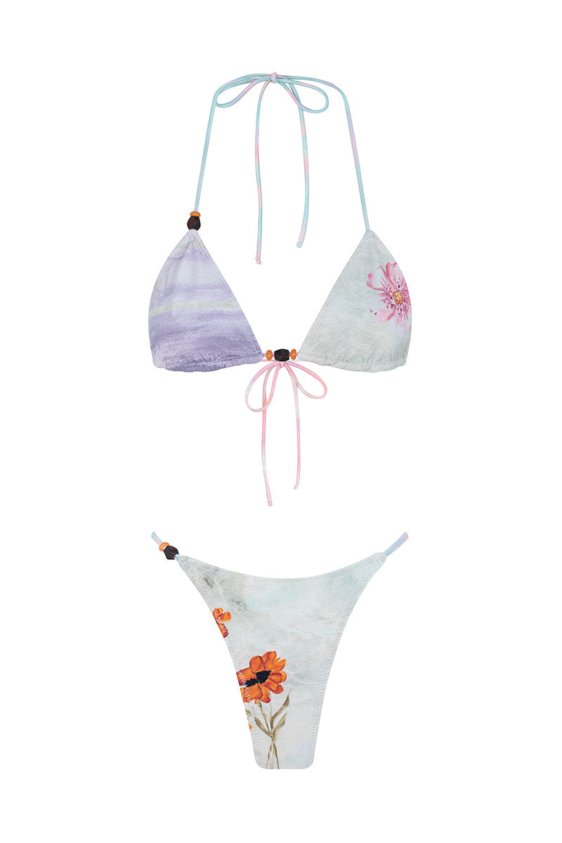 Margot Reversible Floral Gradient Mini Summer Bikini - Pink/Aqua - Celeste Ricci