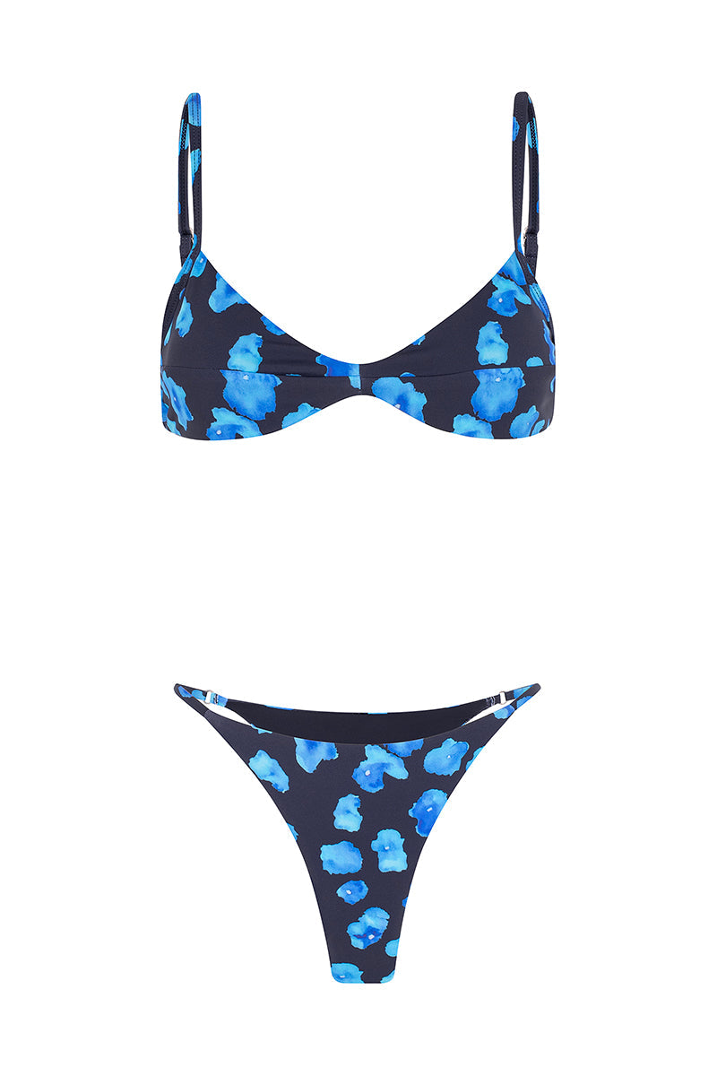 Sea Floral Cheeky Summer Bikini - Blue - Celeste Ricci