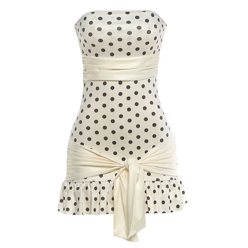Esmara Strapless Polka Dot Print Mini Dress - Nubae
