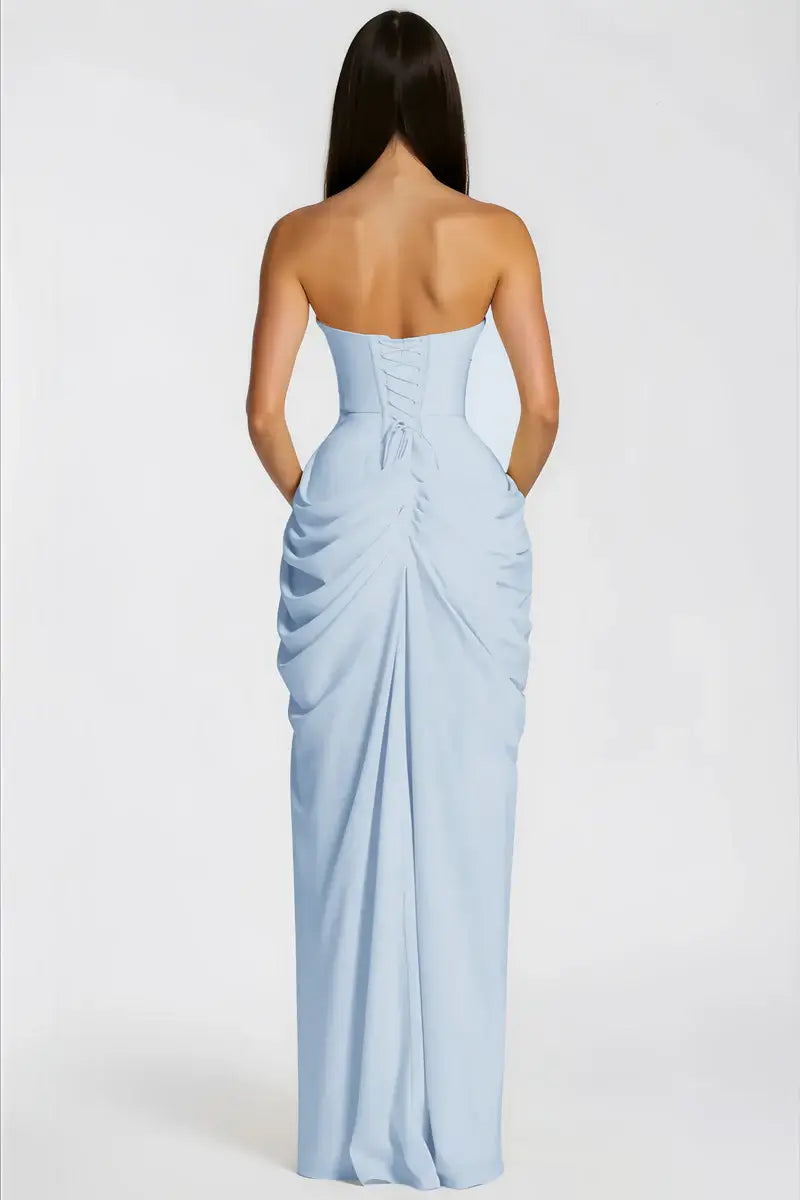 Azalée Strapless Draped High-Slit Maxi Dress - Celeste Ricci