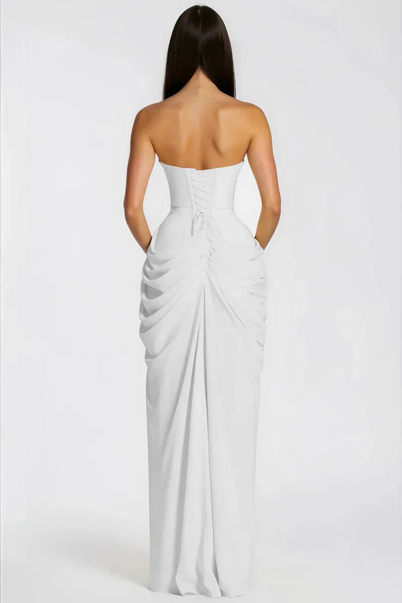 Azalée Strapless Draped High-Slit Maxi Dress - Celeste Ricci