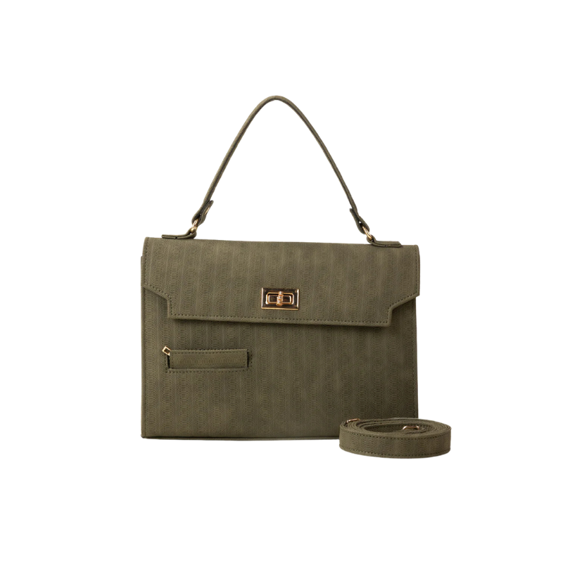 Textured Olive Green Crossbody Handbag
