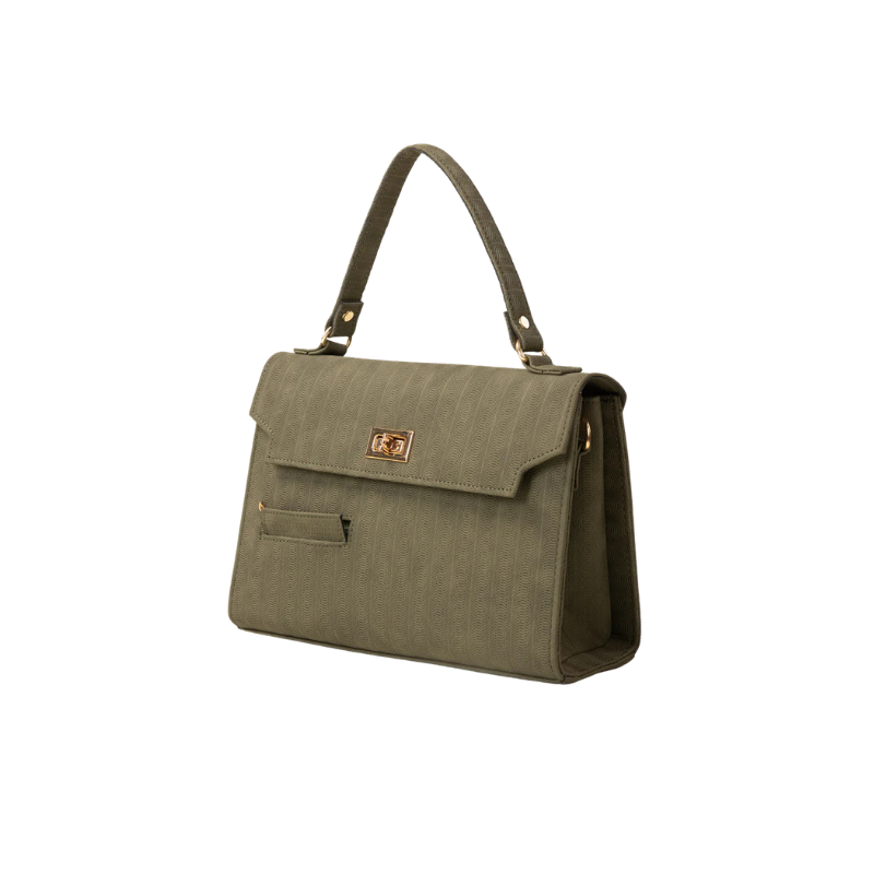 Textured Olive Green Crossbody Handbag