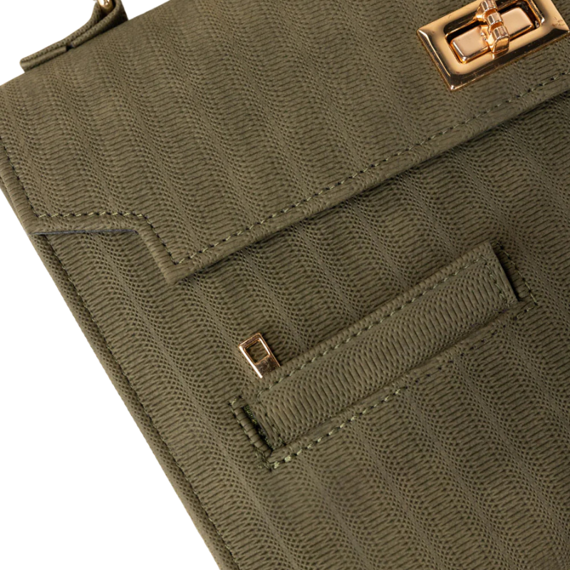 Textured Olive Green Crossbody Handbag