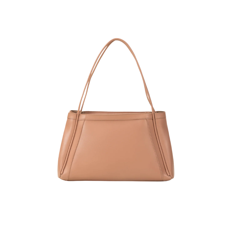 Structured Peach Brown Tote Bag