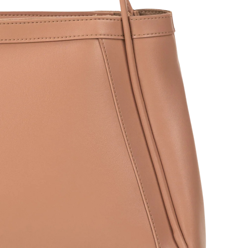 Structured Peach Brown Tote Bag