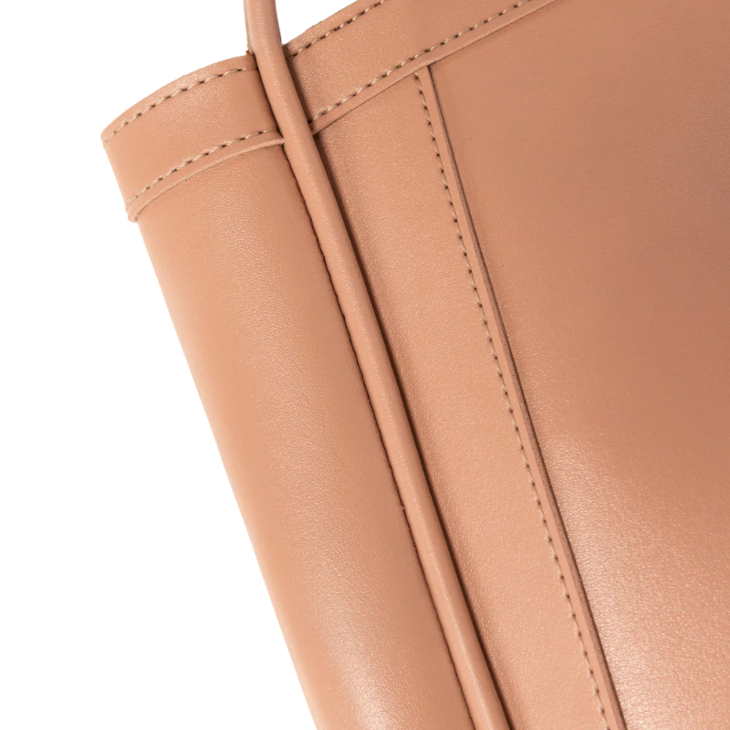 Structured Peach Brown Tote Bag