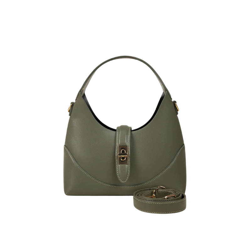 Structured Olive Green Hobo Handbag