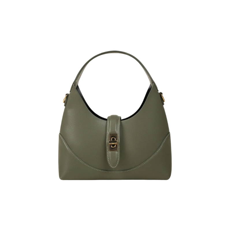 Structured Olive Green Hobo Handbag
