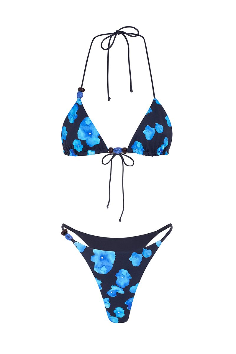 Siwa Reversible Floral Mini Summer Bikini - Blue - Celeste Ricci